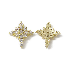 Brass Pave Clear Cubic Zirconia Cabochons, Nail Art Decoration Accessories, with Glass Rhinestone, Star