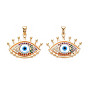 Brass Micro Pave Colorful Cubic Zirconia Pendants, with Enamel, Nickel free, Evil Eye