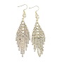 Crystal Rhinestone Rhombus Dangle Earrings, Brass Long Drop Earrings for Women