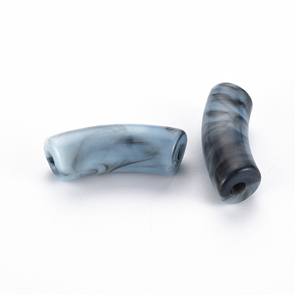 Perles acryliques opaques, style de pierres fines imitation, tube incurvé