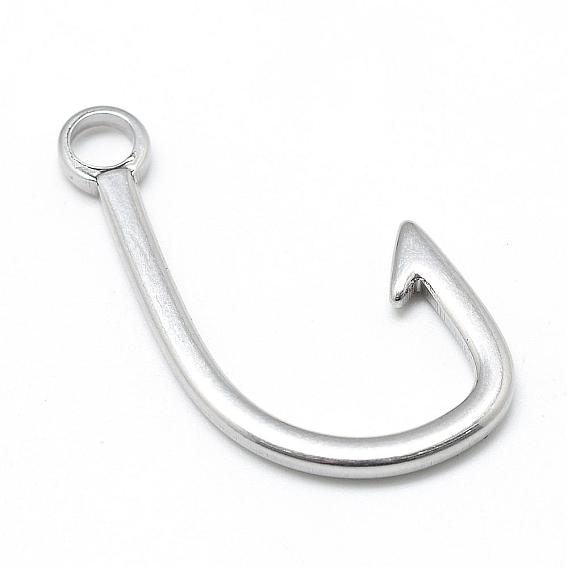 201 Stainless Steel Hook Clasps, Fish Hook Charms