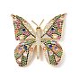 Brass Micro Pave Colorful Cubic Zirconia with Glass Connector Charms, Butterfly Links