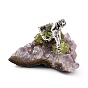 Racimo de piedras preciosas naturales y adorno de modelo de minero de aleación, para la decoración del hogar de escritorio