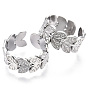 304 Stainless Steel Leaf Cuff Rings, Wide Band Rings, Open Rings for Women Girls
