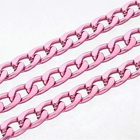 Aluminum Twisted Chains Curb Chains, Unwelded, Oval, 12x7x2mm