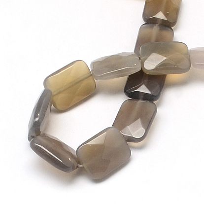 Rectangle facettes perles en agate grise naturelle brins, 16x12~13x5~6mm, Trou: 1mm, Environ 13 pcs/chapelet, 8.26 pouce