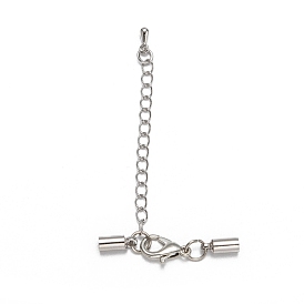Chain Extender, with Brass End Piece, Brass Cord Ends and Alloy Lobster Claw Clasps, 82mm