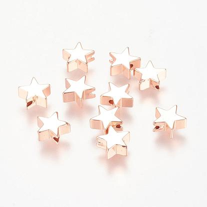 Brass Beads, Star, Cadmium Free & Nickel Free & Lead Free, Real Rose Golden Plated