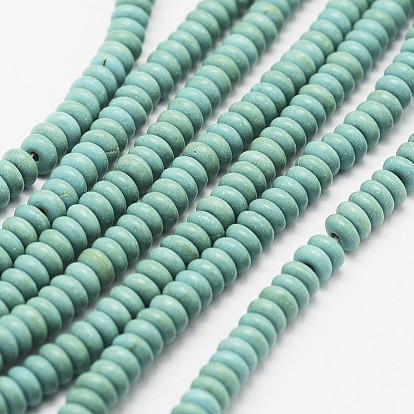 Chapelets de perles turquoises synthétiques, teint, rondelle