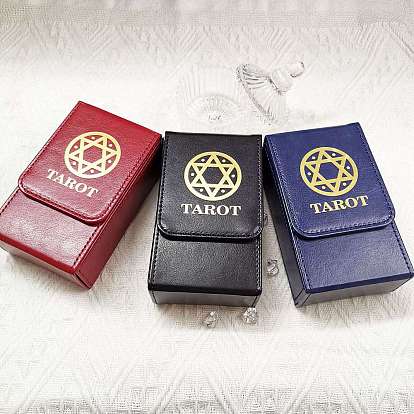 PU Leather Tarot Card Storage Box, Card Holder, Rectangle, for Witchcraft Articles Storage