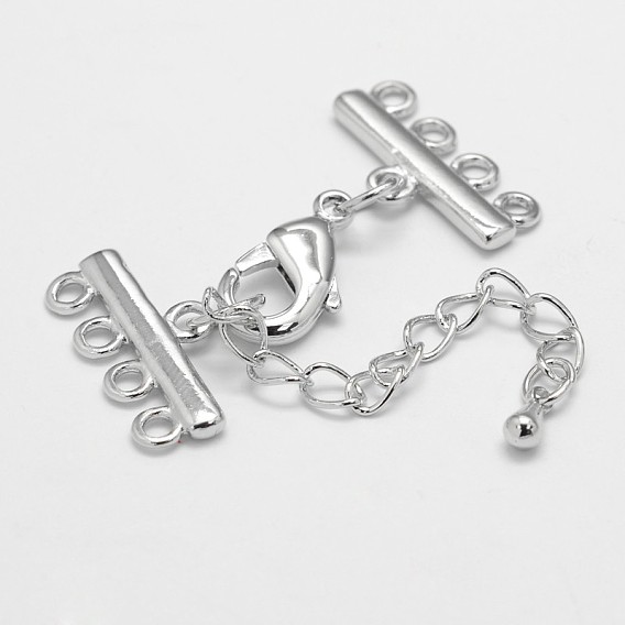 Латунный удлинитель цепи, застежки для ожерелья, с застежками из лобстера и 4 -концами, пайки