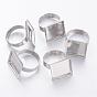 Vástagos de anillo de latón, componentes del anillo almohadilla, para la fabricación de la joyería, ajustable, plaza, 17.5 mm, 16 mm