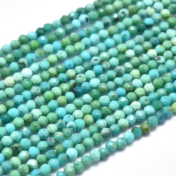Hubei naturelles turquoise perles brins, facette, ronde