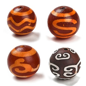 Tibetan Style dZi Beads, Natural Agate Beads, Dyed & Heated, Round