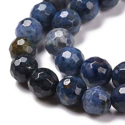 Natural Dumortierite Beads Strands, Faceted(128 Facets), Round