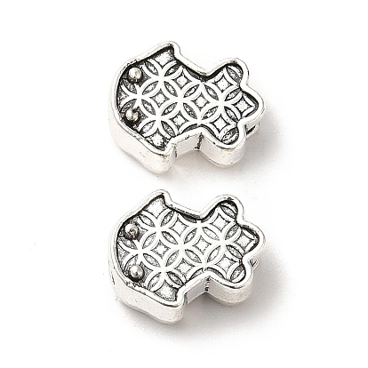 Tibetan Style Alloy European Beads, Large Hole Bead, Fish with Coin Pattern