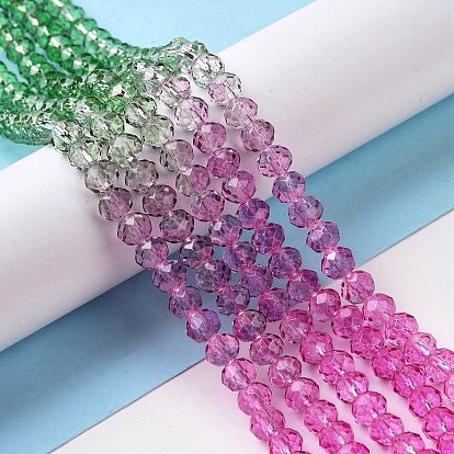 Chapelets de perles en verre transparentes  , facette, rondelle