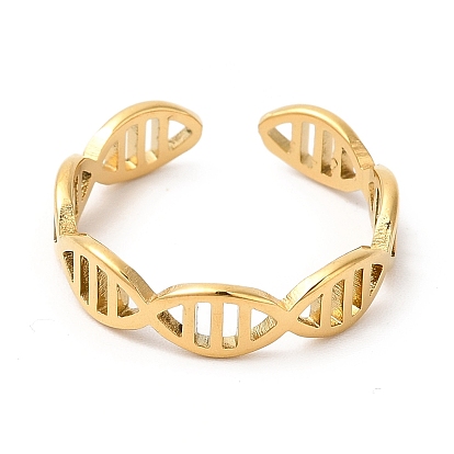 201 Stainless Steel Ring, Open Cuff Ring, DNA Molecule Double Helix Structure Ring for Men Women