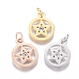 316 Surgical Stainless Steel Charms, with Micro Pave Cubic Zirconia and Jump Ring, Long-Lasting Plated, Pentacle