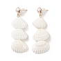 Boucles d'oreilles pendantes en coquillage et perle de coquillage en spirale naturelle, boucles d'oreilles longues en laiton pour femmes