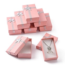 Valentines Tag Frau Geschenke Pakete Karton Schmuck-Set-Boxen mit Bowknot und Schwamm im Inneren, für Halsketten und Anhänger, Rechteck, 80x50x25 mm