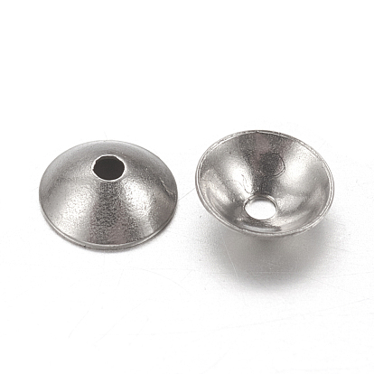 304 Stainless Steel Bead Caps, Apetalous, Half Round, Hole: 0.5mm, 5000pcs/bag