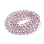 Transparent Electroplate Glass Beads Strands, Faceted, Round, Pearl Luster Plated