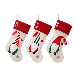 Bas de noël en tissu sur le thème de noël, avec décorations à pendentif gnome, décorations suspendues pour sapin de Noël