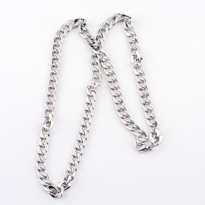 201 Stainless Steel Curb Chains  Necklaces, with Lobster Claw Clasps