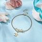 Natural Citrine Chips Beaded & Turtle Charms Double Layer Multi-strand Bracelet, Stainless Steel Jewelry for Women
