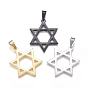 304 Stainless Steel Pendants, for Jewish, Star of David