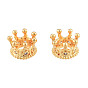 Brass Micro Pave Cubic Zirconia Beads, Crown, Large Hole Beads, Nickel Free