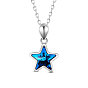 SHEGRACE 925 Sterling Silver Crystal Pendant Necklace, Star, Platinum Plated