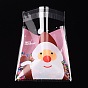 Rectangle OPP Cellophane Bags for Christmas, with Santa Claus Pattern, 13.1x9.9cm, Bilateral Thickness: 0.07mm, about 95~100pcs/bag