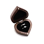 Heart Wooden Ring Boxes, Magnetic Wood Ring Storage Case with Velvet Inside, for Wedding, Valentine's Day