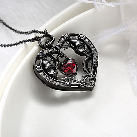 Gothic Vintage Heart Diamond Inlaid Punk Dark Wind Necklace - Simple Fashion, European and American.