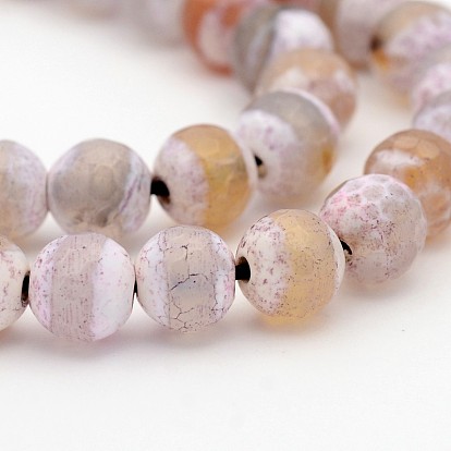 Natural Agate Round Bead Strands, Faceted, Dyed