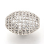 Brass Micro Pave Cubic Zirconia Beads, Oval, Clear