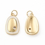 Eco-Friendly Brass Micro Pave Cubic Zirconia Pendants, with Enamel and Jump Ring, Lead Free & Cadmium Free, Oval