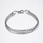 304 Stainless Steel Curb Chain Bracelets, Textured, with Lobster Clasps
