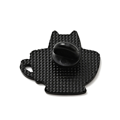 Кот с чашкой эмалированная булавка, значок из сплава для домашних животных, электрофорез черный