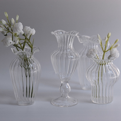 Vase en verre miniature de maison de poupée à l'échelle 1 : , pour la mini décoration de la maison bricolage, vase en verre transparent