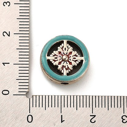 Бусины, цинкий сплав , с эмалью, античное серебро, плоские круглые с крестом