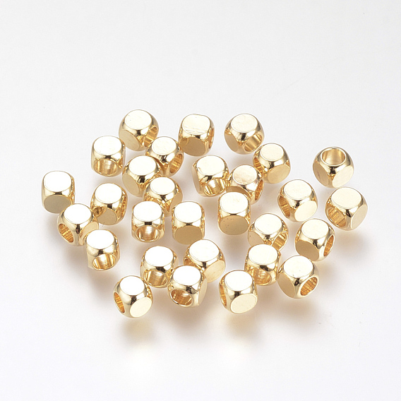 Brass Spacer Beads, Cube, Nickel Free