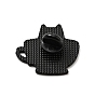Кот с чашкой эмалированная булавка, значок из сплава для домашних животных, электрофорез черный