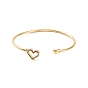 Bracelet manchette ouvert coeur zircon cubique coloré, bracelet torque en laiton pour femme, sans cadmium et sans nickel et sans plomb