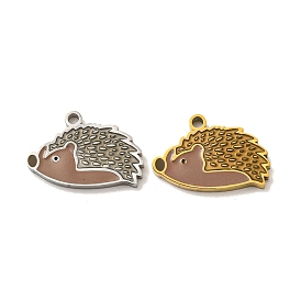 316 Surgical Stainless Steel Pendants, with Enamel, Hedgehog Charm