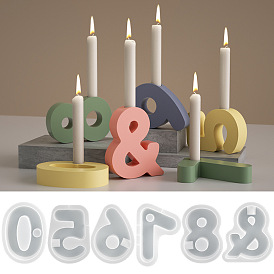Sign &/Number DIY Silicone Candle Holder Molds, Resin Casting Molds, for UV Resin, Epoxy Resin Craft Making