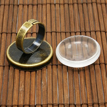 Couvercle transparent transparent 25mm bombé cabochon de verre pour création du laiton portrait bague , anneau: 17 mm, verre: 25x7.4 mm