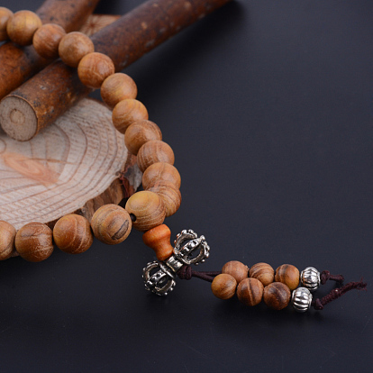 Wrap Style Buddhist Jewelry Sandalwood Round Beaded Bracelets or Necklaces